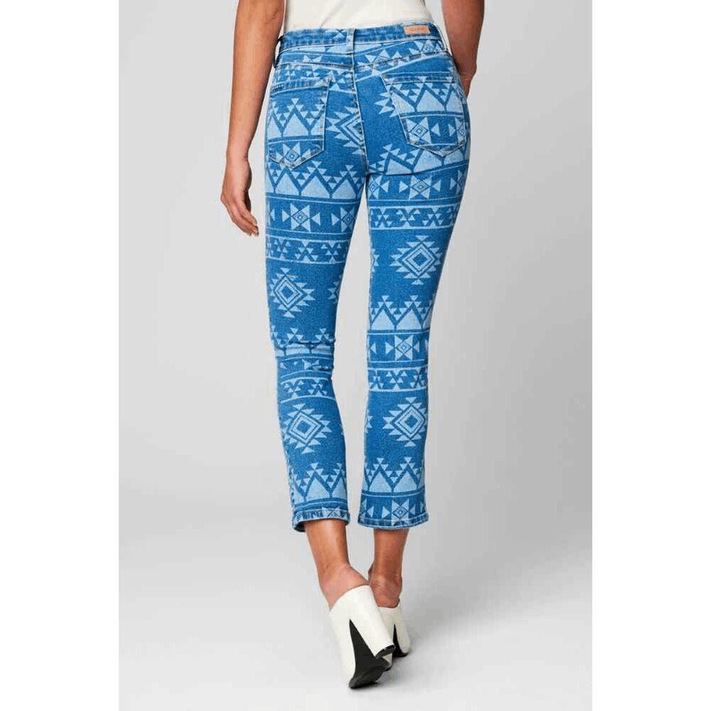 Blank NYC Aztec Print Crop Jeans Size 24 NWT Blue Boho - Picture 2 of 7